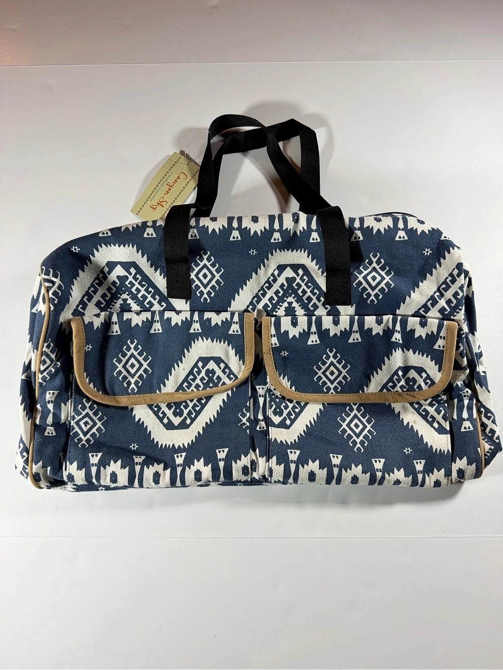 Canyon Sky Geometric Travel Bag in Blue & White NWT